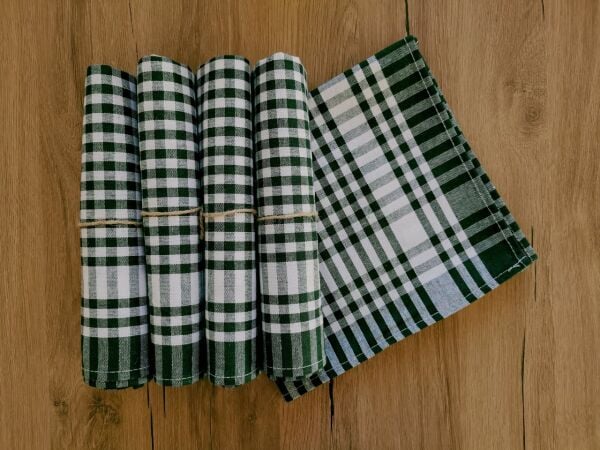 5 Adet, Kurulama Bezi, 50x70, Kareli Yeşil