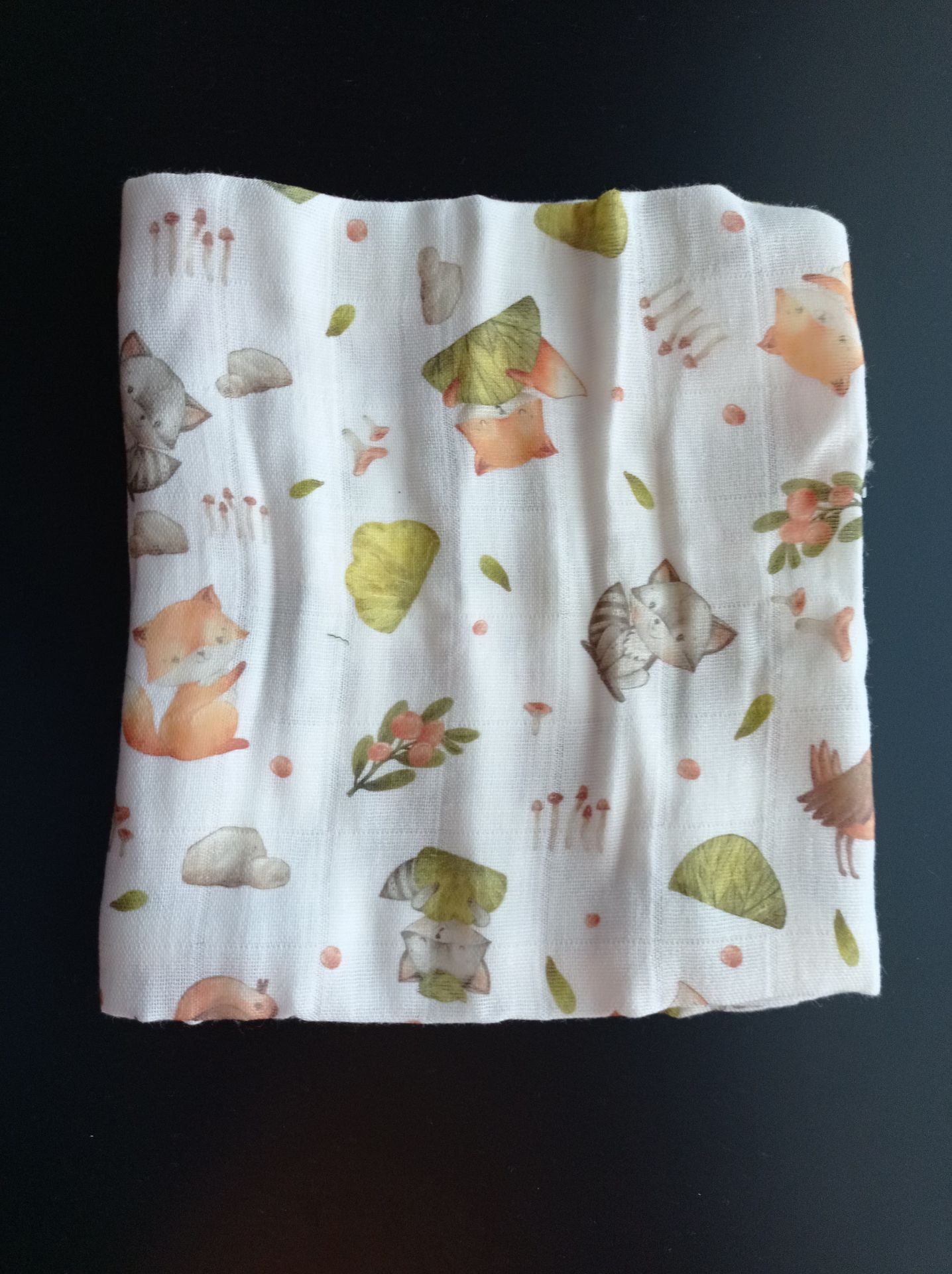 Müslin Bebek Örtüsü, 75x75 Cm. %100 Pamuk, Çift Katlı, Müslin Örtü, Kedicik/