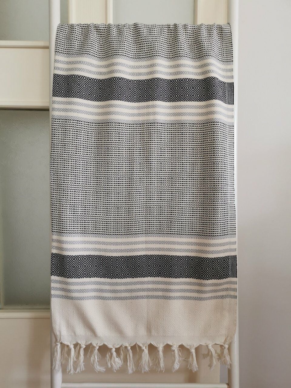 Peştemal, %100 Pamuk, Banyo Havlusu, Siyah - Beyaz
