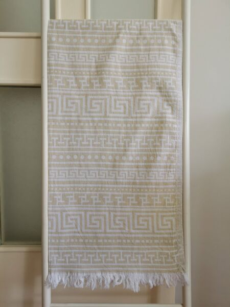 Peştemal, 95x180, Banyo Havlusu, Plaj Havlusu, Çift Katlı Grek Bej