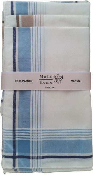 Erkek Mendili, 12 Adet, %100 Pamuk, 46x46 cm. Çizgili