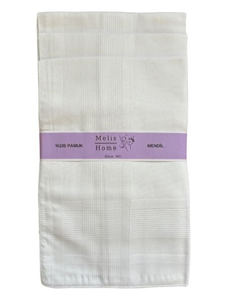 Beyaz Mendil, 12 Adet, %100 Pamuk, 46x46 cm.