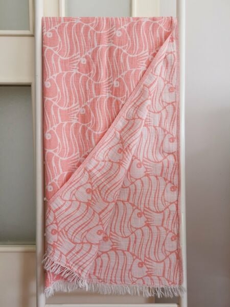 Peştemal, 100x180, Banyo Havlusu, Çift Katlı Balık Mercan
