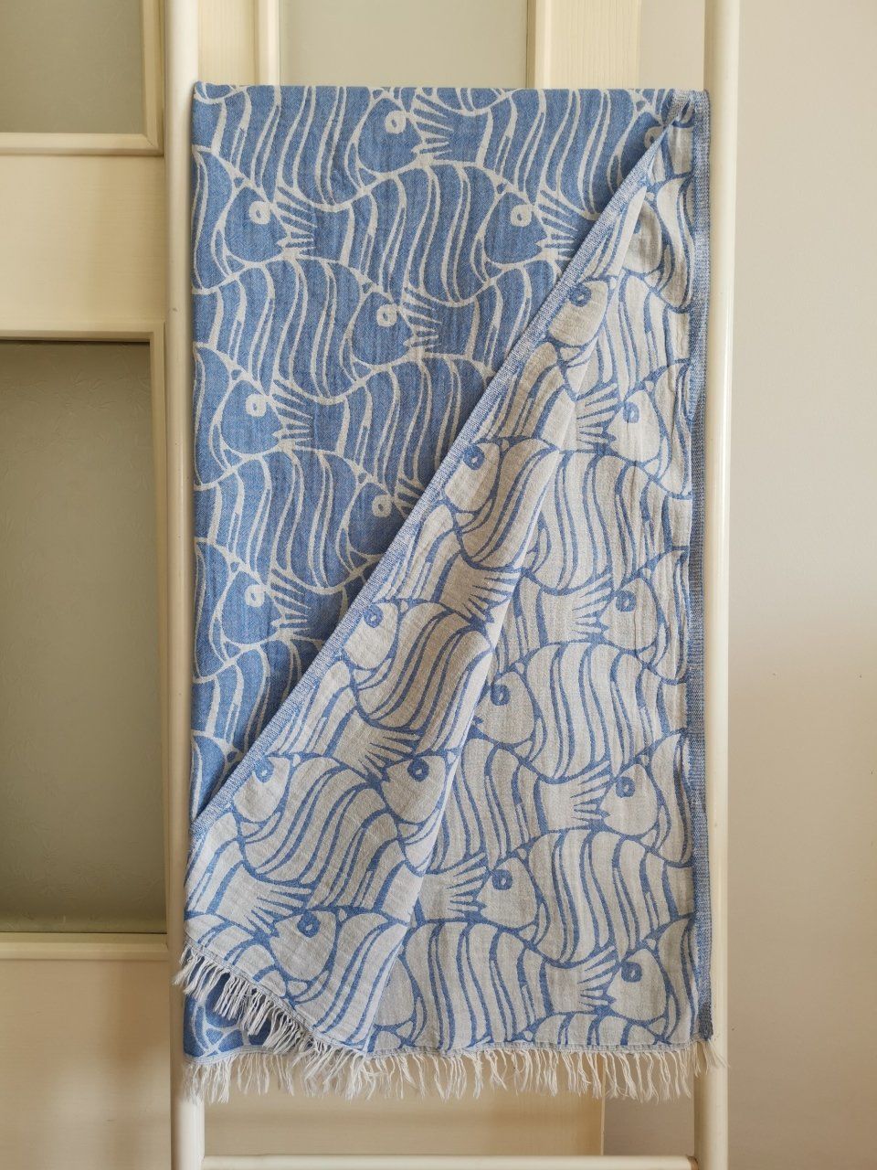 Peştemal, 100x180, Banyo Havlusu, Çift Katlı Balık Mavi/