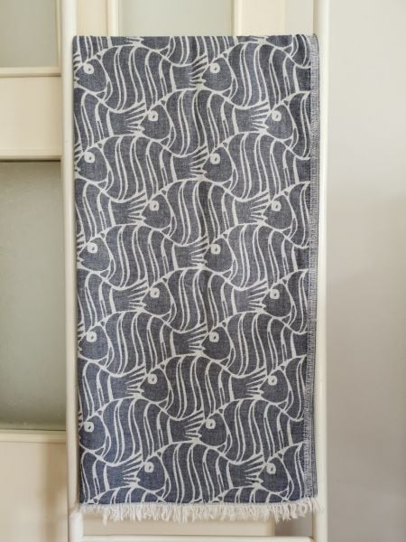 Peştemal, 100x180, Banyo Havlusu, Çift Katlı Balık Denim/