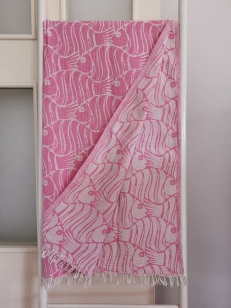 Peştemal, 100x180, Banyo Havlusu, Çift Katlı Balık Pembe
