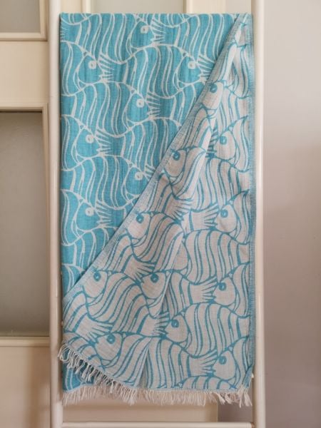 Peştemal, 100x180, Banyo Havlusu, Çift Katlı Balık Gök Mavisi