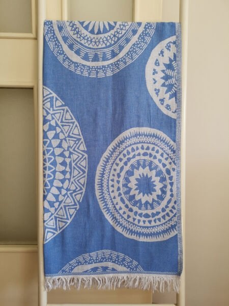 Peştemal, 90x180, Banyo Havlusu, Plaj Havlusu, Çift Katlı, Galaksi Mavi