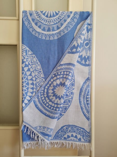 Peştemal, 90x180, Banyo Havlusu, Plaj Havlusu, Çift Katlı, Galaksi Mavi
