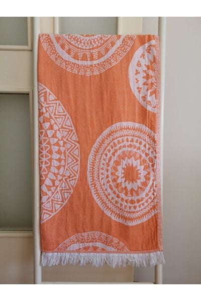 Peştemal, 90x180, Banyo Havlusu, Plaj Havlusu, Çift Katlı Galaksi Turuncu