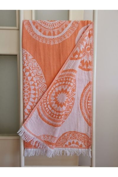 Peştemal, 90x180, Banyo Havlusu, Plaj Havlusu, Çift Katlı Galaksi Turuncu