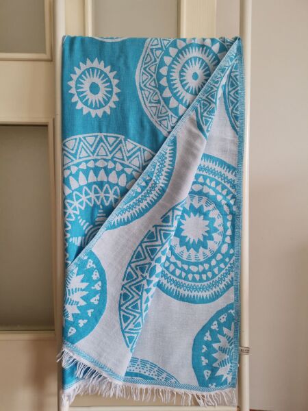 Peştemal, 90x180, Banyo Havlusu, Plaj Havlusu, Çift Katlı, Galaksi Turkuaz