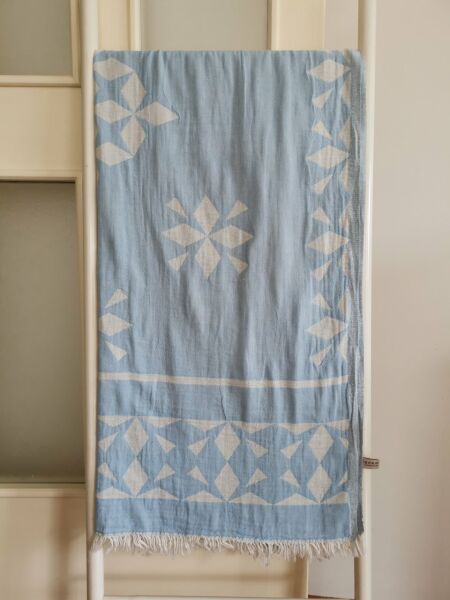 Peştemal, 100x180, Banyo Havlusu, Plaj Havlusu, Çift Katlı Buz Mavisi/