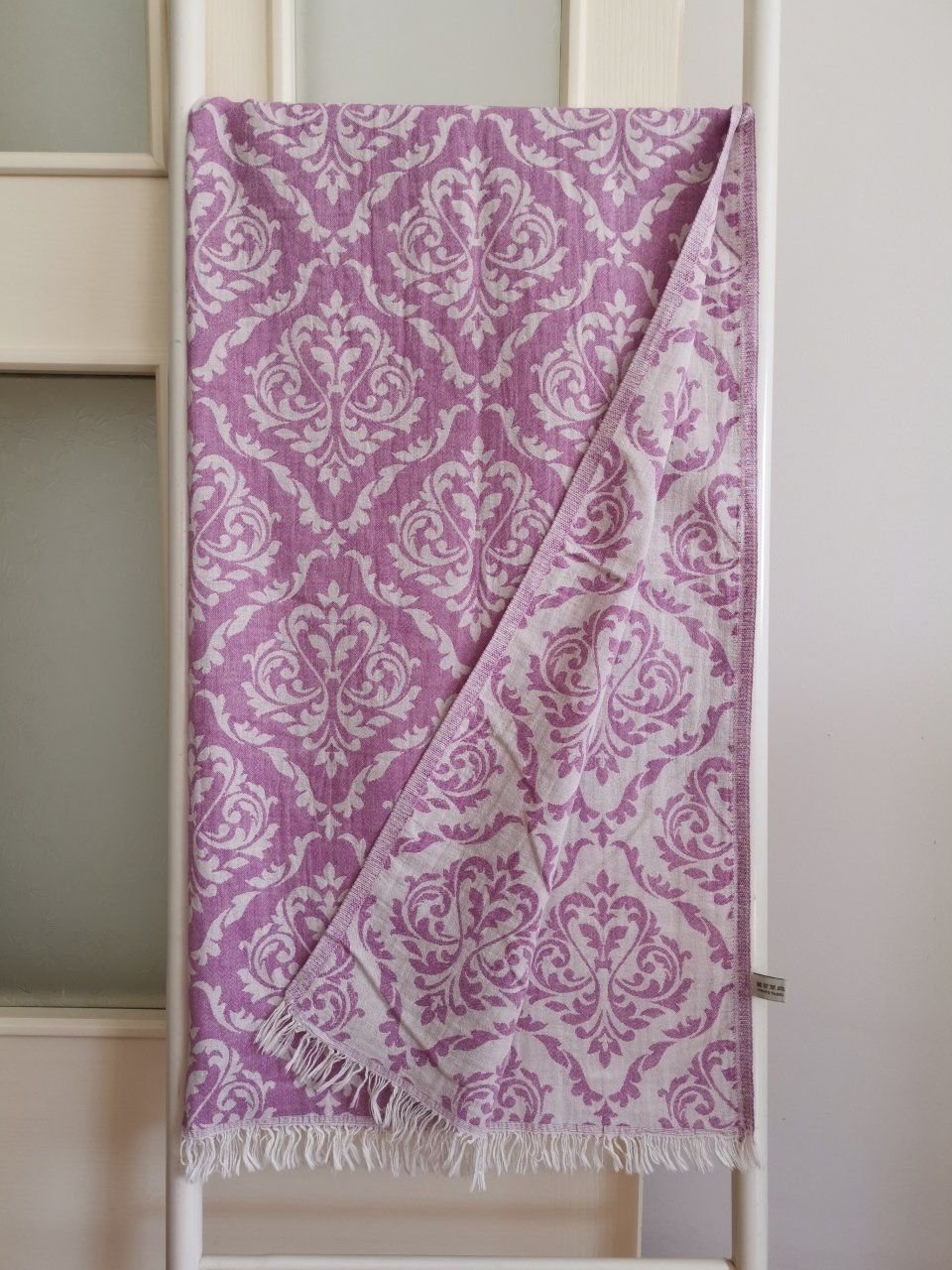 Peştemal, 95x175, Damask Lila, Çift Katlı, Banyo Havlusu, Plaj Havlusu
