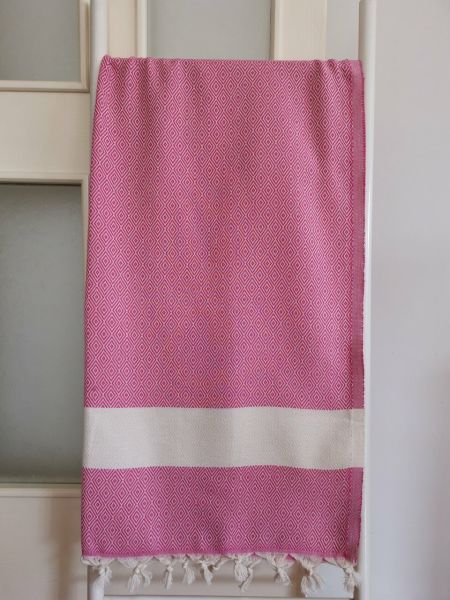 Peştemal, %100 Pamuk, 100x180, Banyo Havlusu, Plaj Havlusu, Elmas/ Pembe