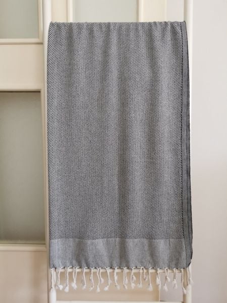 Peştemal, 90x180, Banyo Havlusu, Çift Yüz Petek Siyah