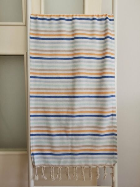 Peştemal, %100 Pamuk, 85x170, Plaj Havlusu, Zebra Rengarenk Mavi