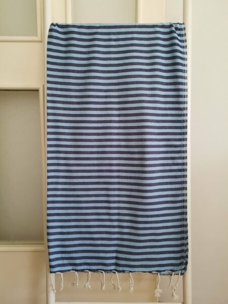 Peştemal, %100 Pamuk, 85x170, Plaj Havlusu, Zebra Mavi Lacivert*