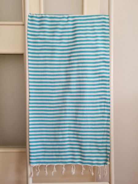 Peştemal, %100 Pamuk, 85x170, Plaj Havlusu, Zebra Turkuaz