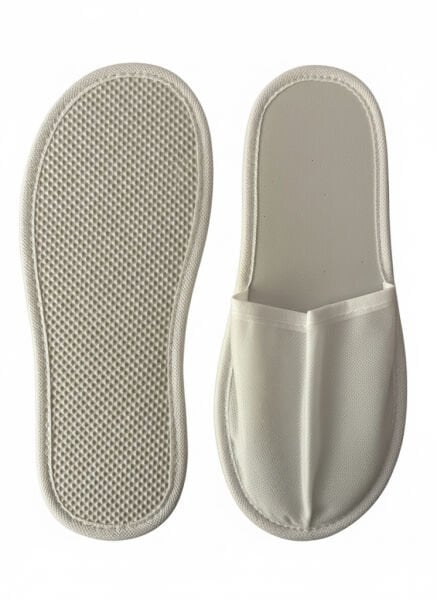 3 mm Eva Tabanlı Biyeli Terlik, Otel Terliği, Beyaz*