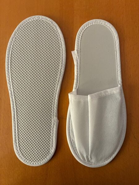 3 mm Eva Tabanlı Biyeli Terlik, Otel Terliği, Beyaz*