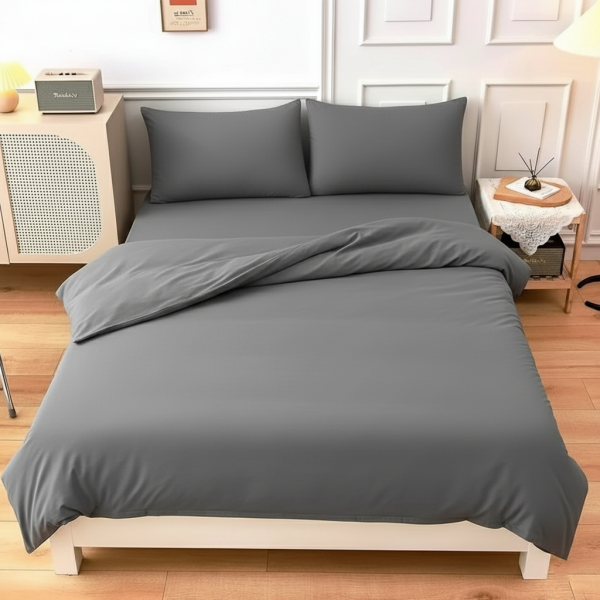 Nevresim Takımı, Tek Kişilik, Polycotton, Koyu Gri, 57 Tel