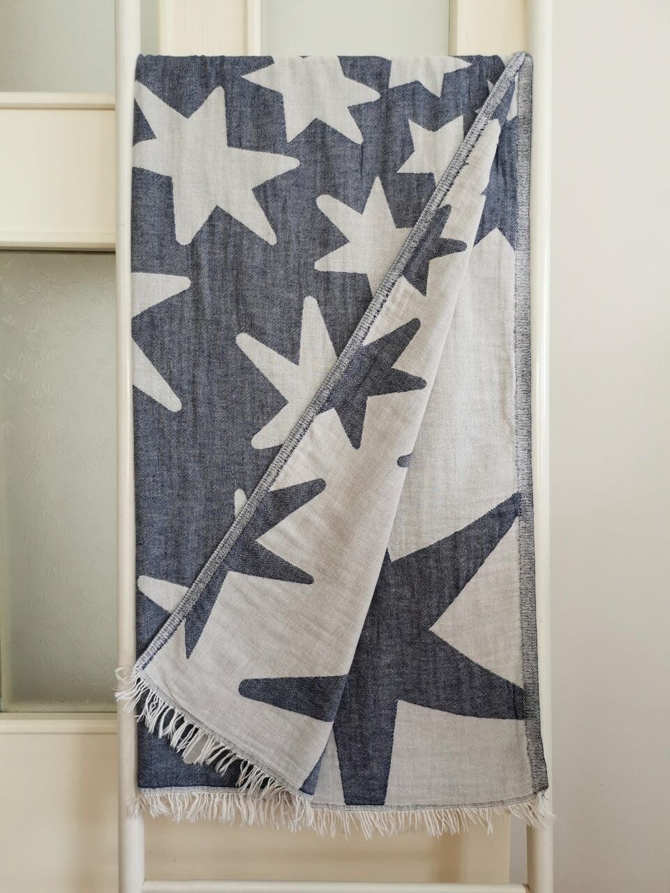 Peştemal, 100x180, Banyo Havlusu, Plaj Havlusu, Çift Katlı Yıldız Denim/