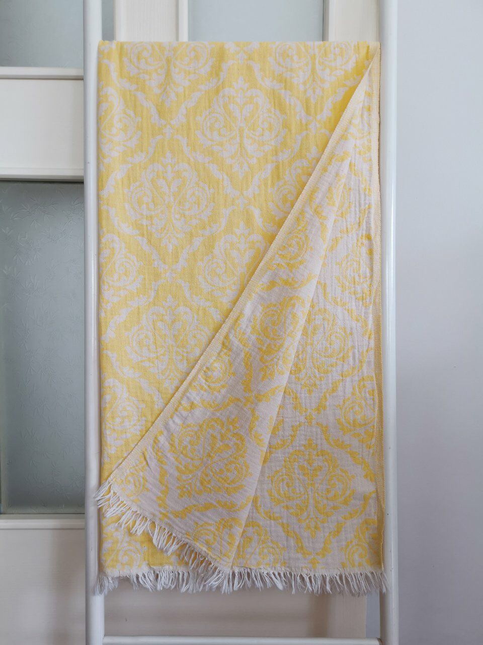 Peştemal, 95x175, Banyo Havlusu, Plaj Havlusu, Çift Katlı Damask Sarı