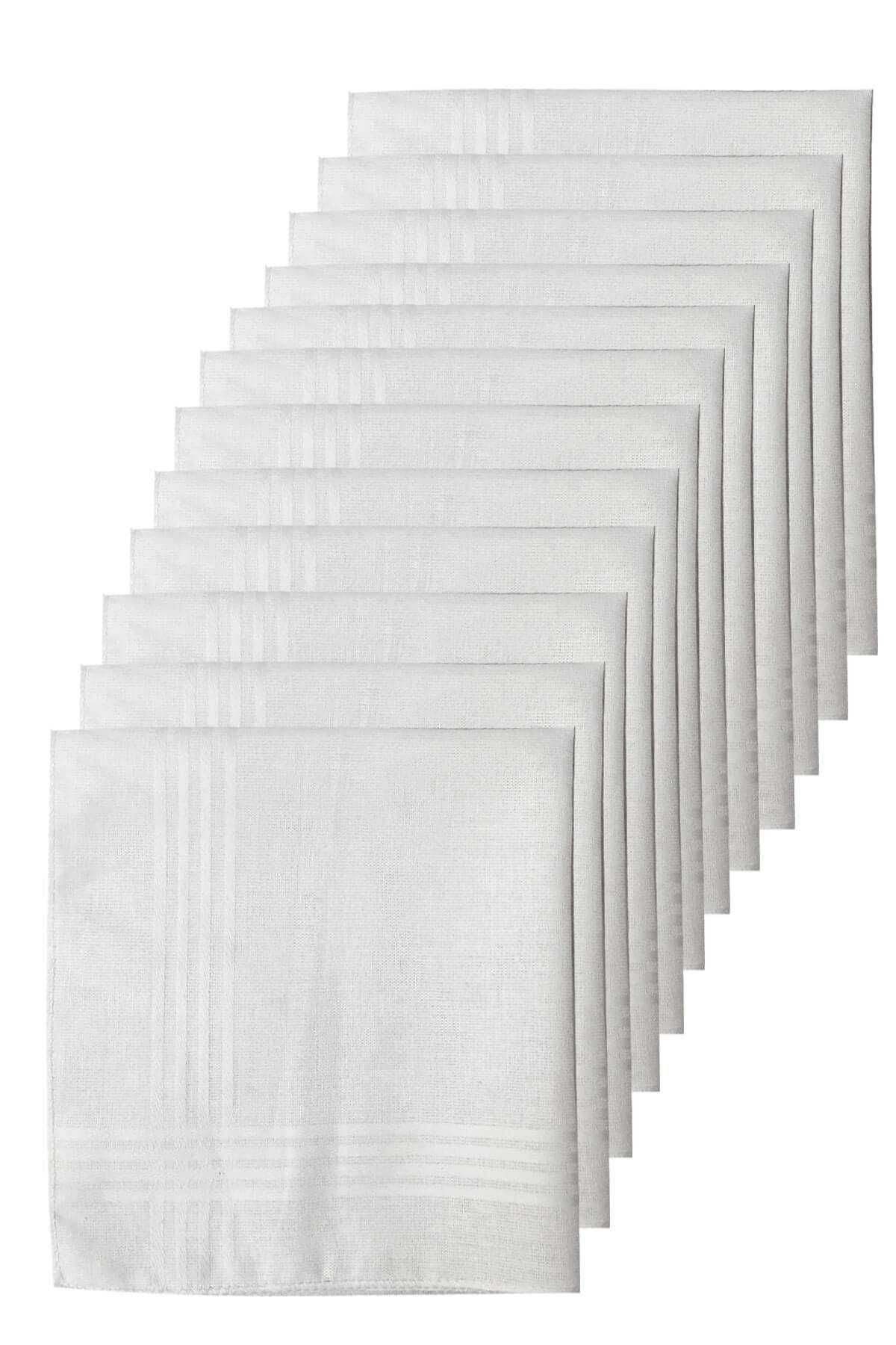 Beyaz Mendil, 12 Adet, %100 Pamuk, 28x28 cm.