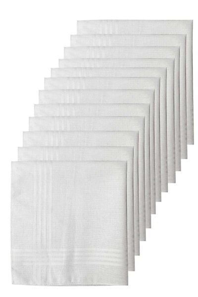 Beyaz Mendil, 12 Adet, %100 Pamuk, 28x28 cm.