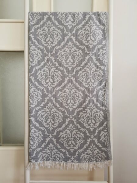 Peştemal, 95x175, Banyo Havlusu, Plaj Havlusu, Çift Katlı Damask Gri/