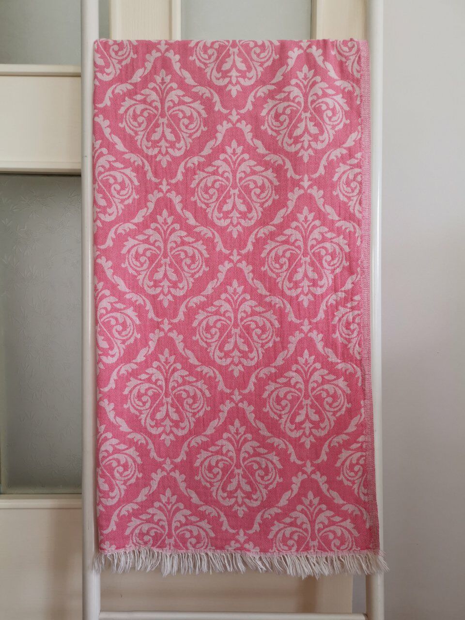 Peştemal, 95x175, Banyo Havlusu, Plaj Havlusu, Çift Katlı Damask Pembe