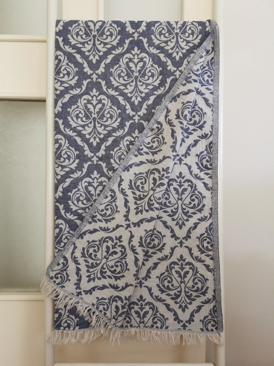 Peştemal, 95x175, Banyo Havlusu, Plaj Havlusu, Çift Katlı Damask Denim/