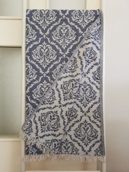 Peştemal, 95x175, Banyo Havlusu, Plaj Havlusu, Çift Katlı Damask Denim/