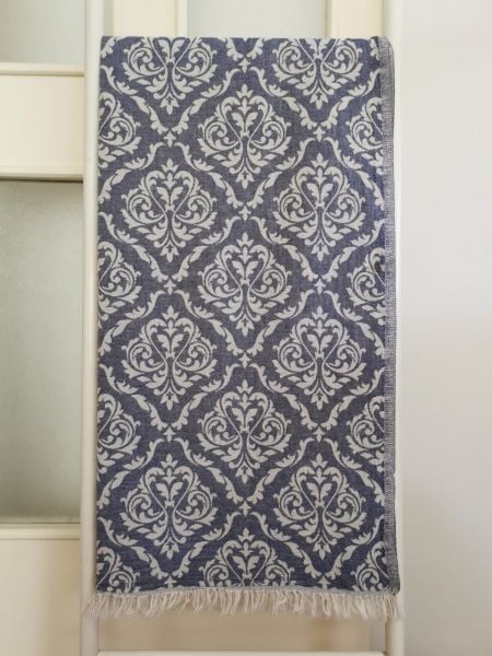 Peştemal, 95x175, Banyo Havlusu, Plaj Havlusu, Çift Katlı Damask Denim/