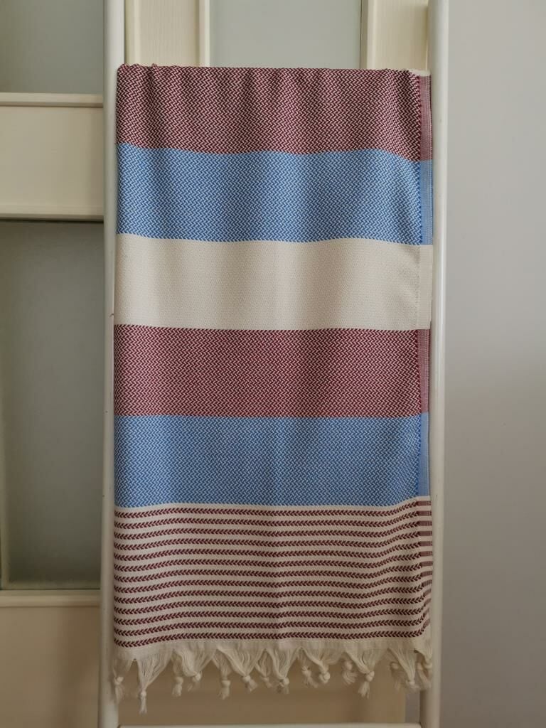 Peştemal, 100x180, Banyo Havlusu, Hasır Mürdüm-Mavi