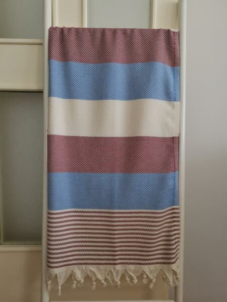 Peştemal, 100x180, Banyo Havlusu, Hasır Mürdüm-Mavi/