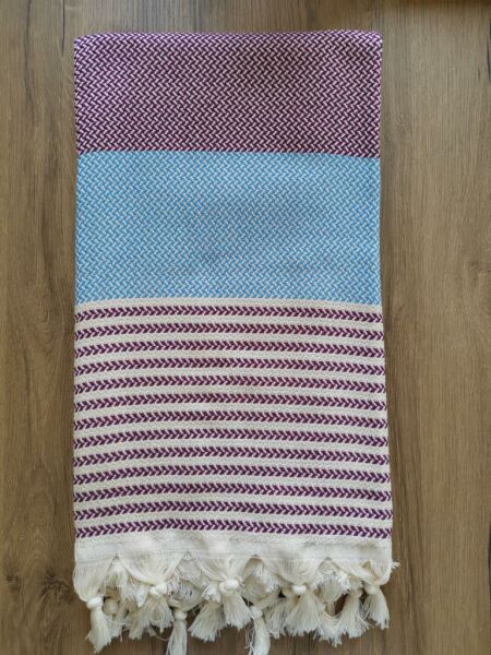Peştemal, 100x180, Banyo Havlusu, Hasır Mürdüm-Mavi/