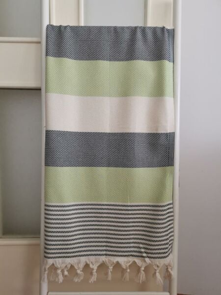 Peştemal, 100x180, Banyo Havlusu, Hasır Koyu Yeşil-Yeşil/