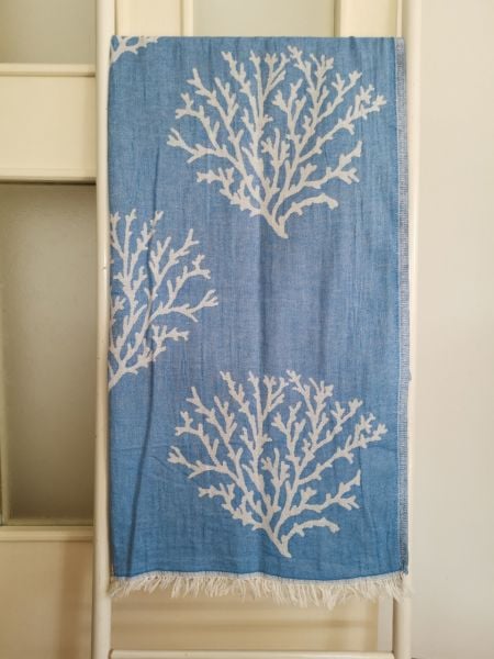 Peştemal, 100x180, Plaj Havlusu, Banyo Havlusu, Çift Katlı Resif Mavi