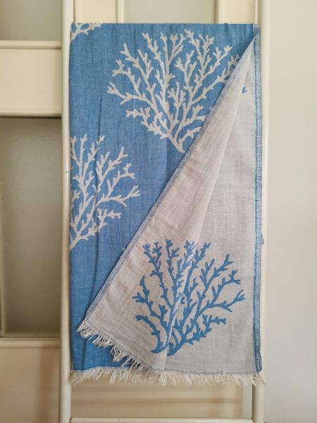 Peştemal, 100x180, Plaj Havlusu, Banyo Havlusu, Çift Katlı Resif Mavi/