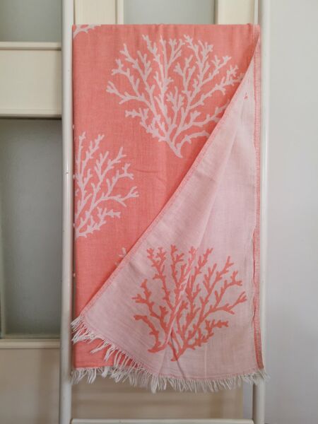 Peştemal, 100x180, Plaj Havlusu, Banyo Havlusu, Çift Katlı Resif Mercan/