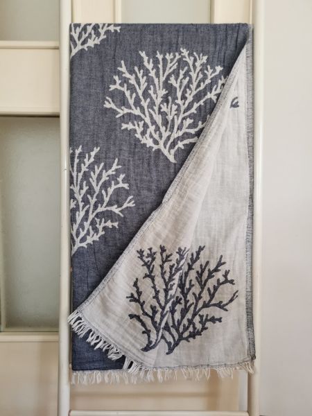 Peştemal, 100x180, Plaj Havlusu, Banyo Havlusu, Çift Katlı Resif Denim