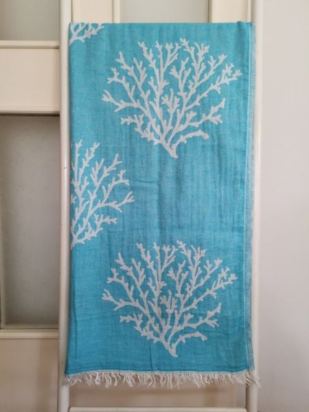 Peştemal, 100x180, Plaj Havlusu, Banyo Havlusu, Çift Katlı, Resif Turkuaz