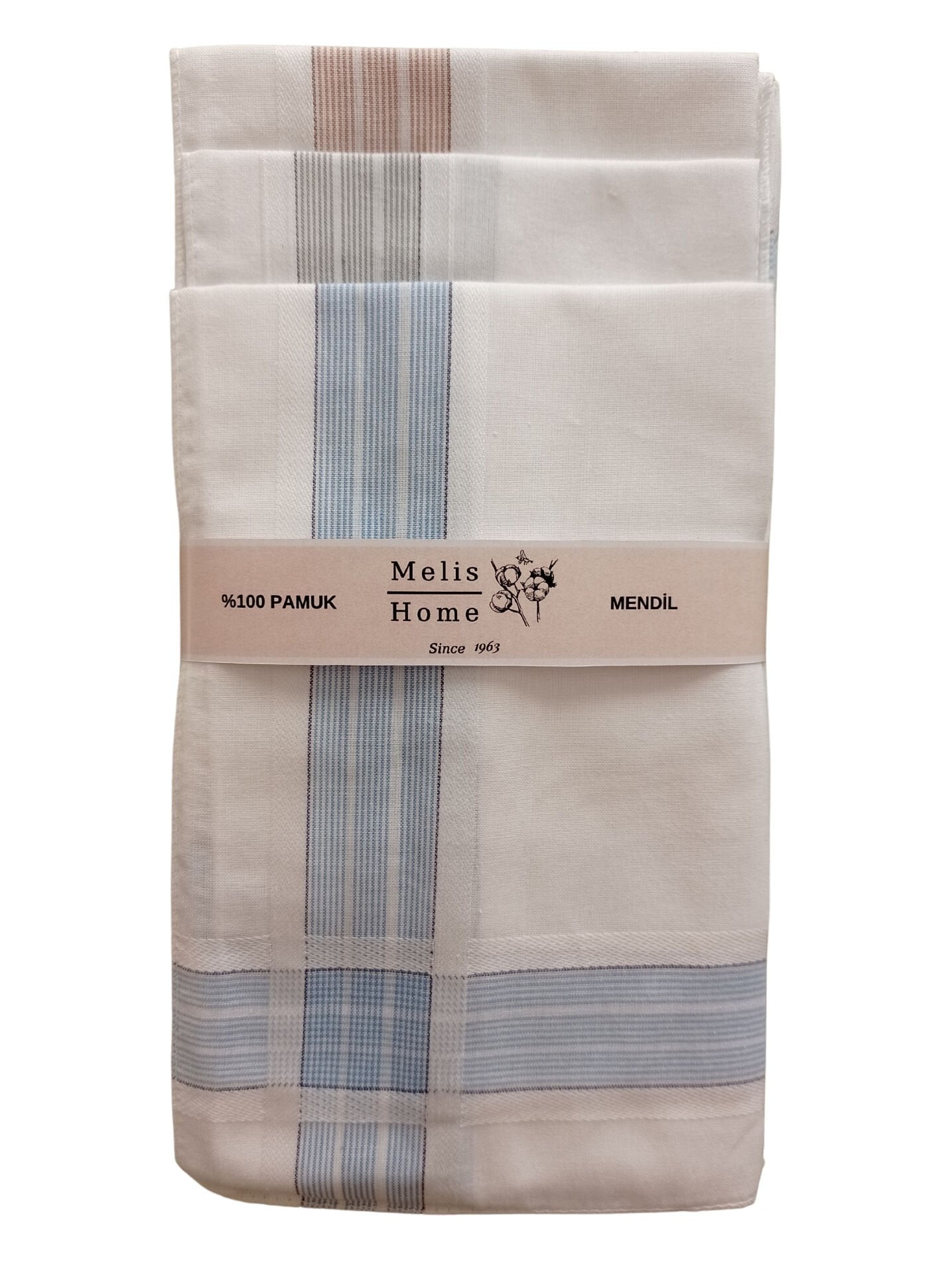 Erkek Mendili, 12 Adet, %100 Pamuk, 42x42 cm. Çizgili