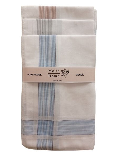 Erkek Mendili, 12 Adet, %100 Pamuk, 42x42 cm. Çizgili