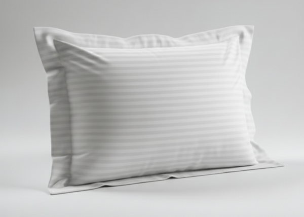 Oxford Yastık Kılıfı, 60x80+20, Volanlı, Kapaklı, Polycotton Çizgili Saten, 83 Tel, Beyaz*