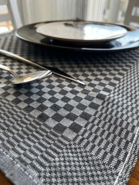 Servis Peçetesi, Aşçı Bezi,  40x60, Dama Desen, Siyah