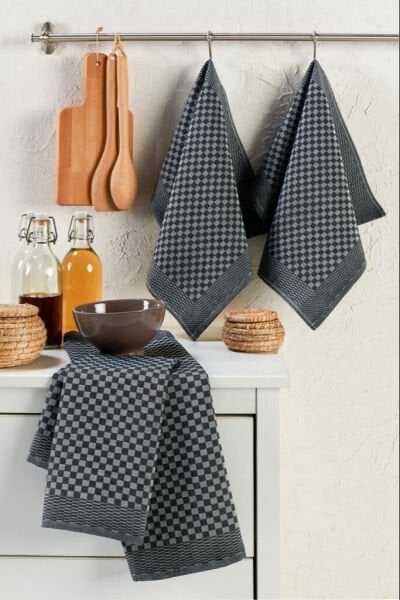 Servis Peçetesi, Aşçı Bezi,  40x60, Dama Desen, Siyah