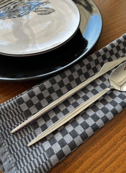 Servis Peçetesi, Aşçı Bezi,  40x60, Dama Desen, Siyah